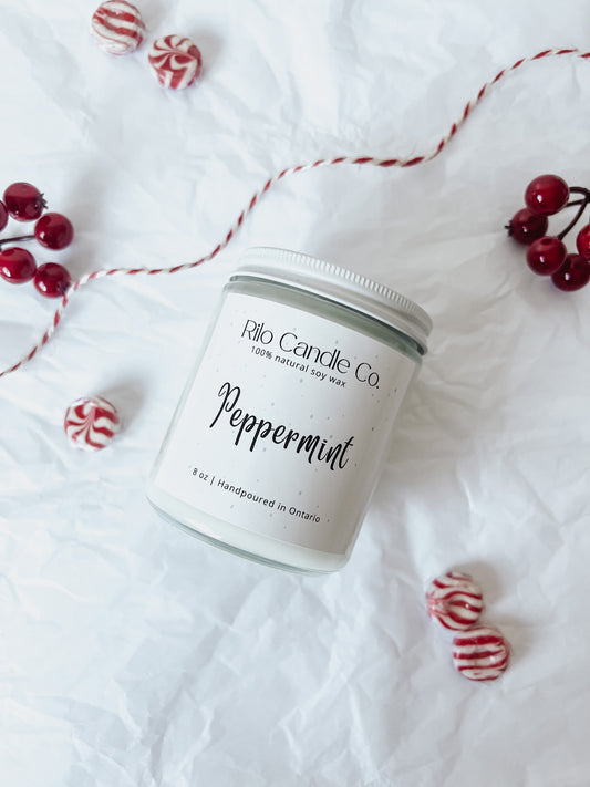 Peppermint soy wax candle